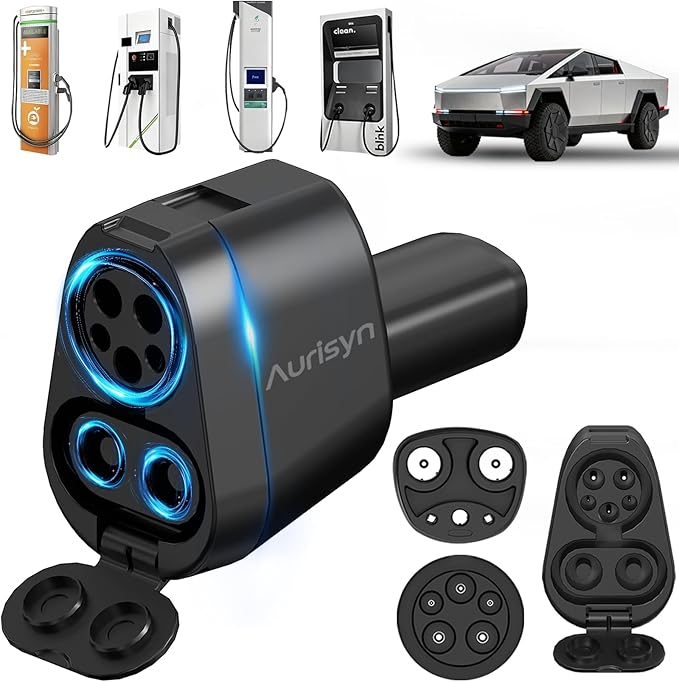 Aurisyn 2-in-1 CCS1 to Tesla & J1772 to NACS Adapter, 250kW 500V Fast Charging for Tesla Model 3/Y/X/S/Cybertruck, Compatible with ChargePoint/EVgo/Electrify America, CCS & J1772 Charging Stations