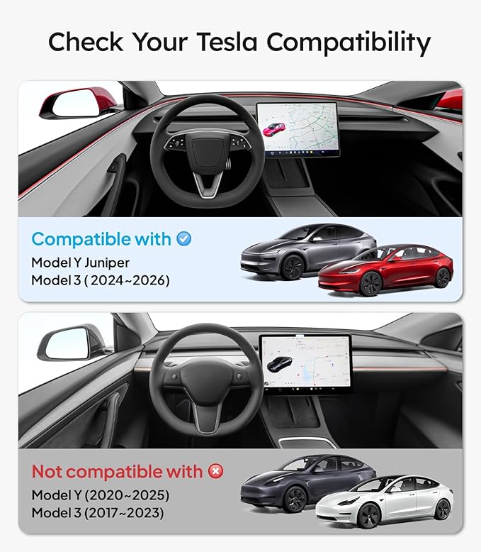 Wigoo Tesla Model Y Juniper & Model 3 Highland Center Console Sunglasses Holder [Extra Space & Stays Firmly] Armrest Key Card Storage Box for Model 3 2024~2026 & Model Y Juniper Accessories