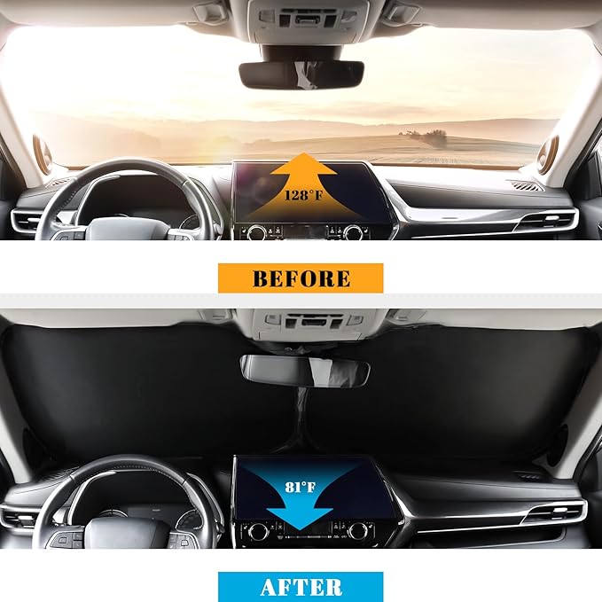 Car Windshield Sun Shade for Nissan 2021-2025 2026 Rogue Accessories (OEM Design) Reflective Foldable Heat Insulation Sunshade for Ultimate Protection