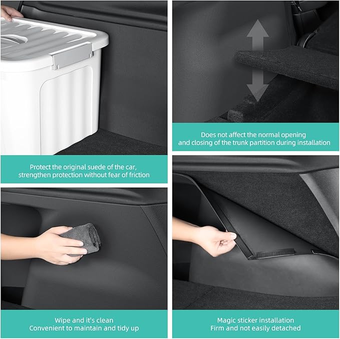 2025 2026 Model Y Juniper Rear Trunk Side Anti-Scratch Mats 4PCS TPE Waterproof Trunk Left & Right Panel Protection Only for Model Y Refresh Juniper (Standard/Premium)-NO for (Performance)