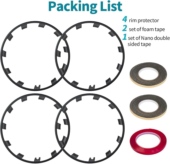 Rim Protector for 20 inch Induction Wheels, ABS Trim Rings for Curb Rash Prevention, Matte Black, Set of 4