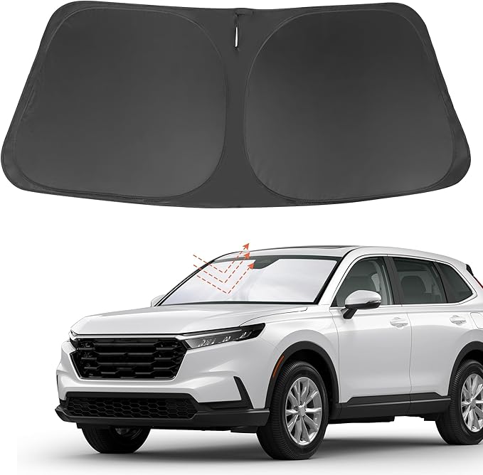 YYCKE Windshield Sun Shade Accessories Compatible with 2023-2024 2025 CRV SUV, LX, EX, EX-L, Sport Hybrid, Touring for Honda Foldable Sunshade Sun Visor Blocks UV
