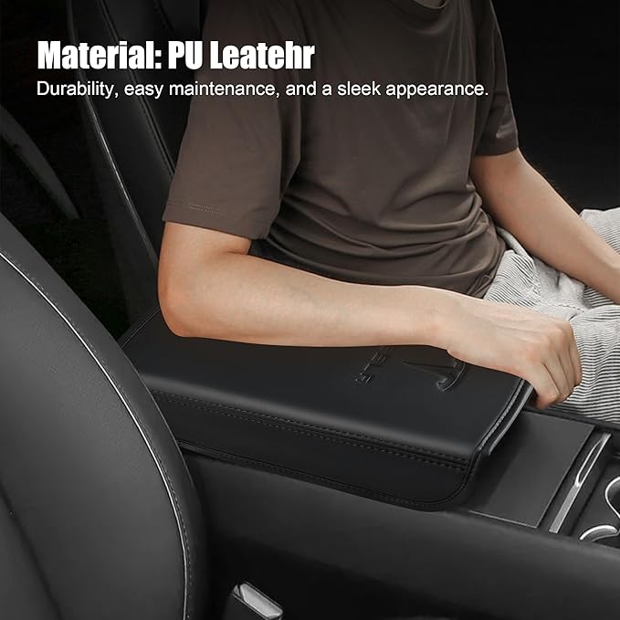 Center Console Armrest Cover Designed for Tesla Model 3 Highland 2024-2027/Model Y Juniper 2025-2027 Refresh,Center Console Accessories for Model 3/Y Interior Accessories 2026 Black