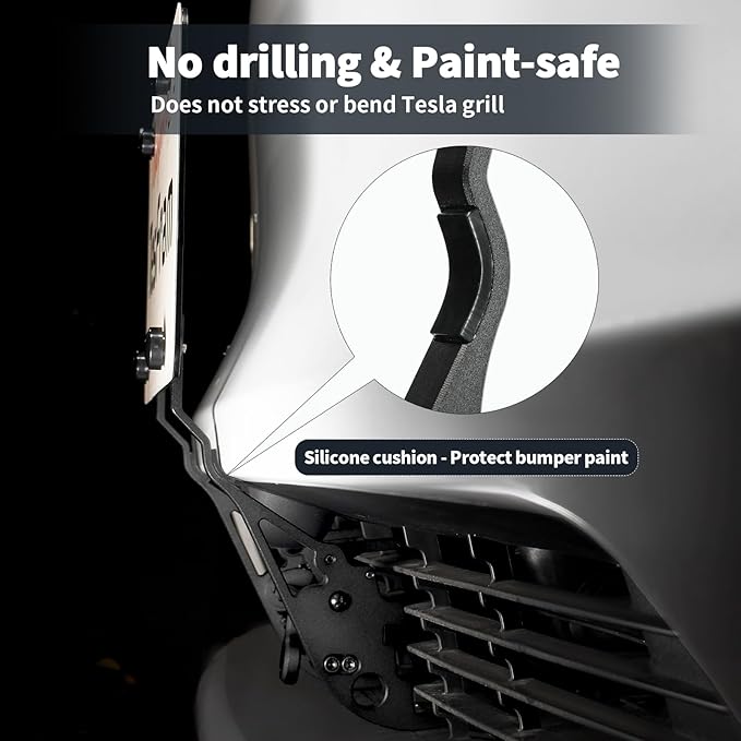2026 Model Y Front License Plate Holder - USA Patent Made - Upgraded Lockable & No Drill License Plate Mounting Kit with Anti-Theft Features (Improved Gen2 Design)