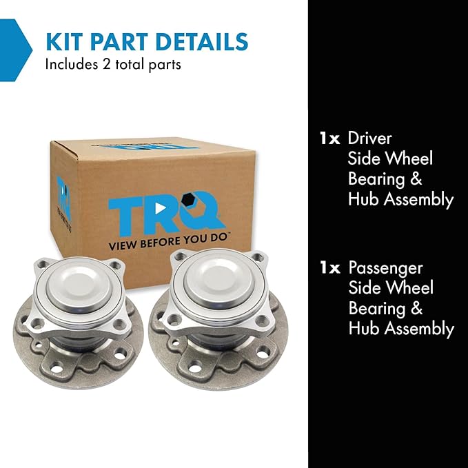 TRQ Left and Right Wheel Bearing and Hub Assembly Set 2 Piece Compatible with 14-21 BMW i3 18-21 i3s 14-15 Mini Cooper L4 2.0L 14-15 Cooper L3 1.5L 2016 Cooper 2017 Cooper 2017-2019 Cooper Clubman S