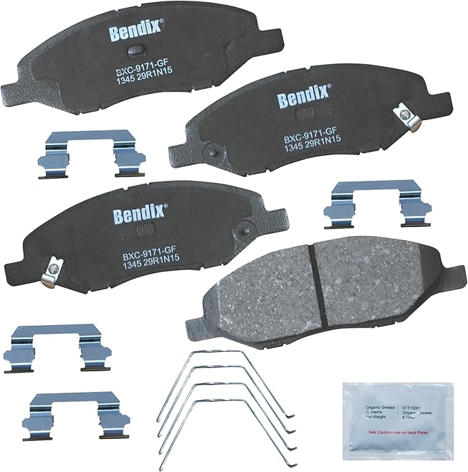 Bendix Priority1 CFC1345 Ceramic Front Brake Pads for Nissan Tiida (2007-2011), Tiida (2016-2018), Versa 1.6 Base (2008-2011)