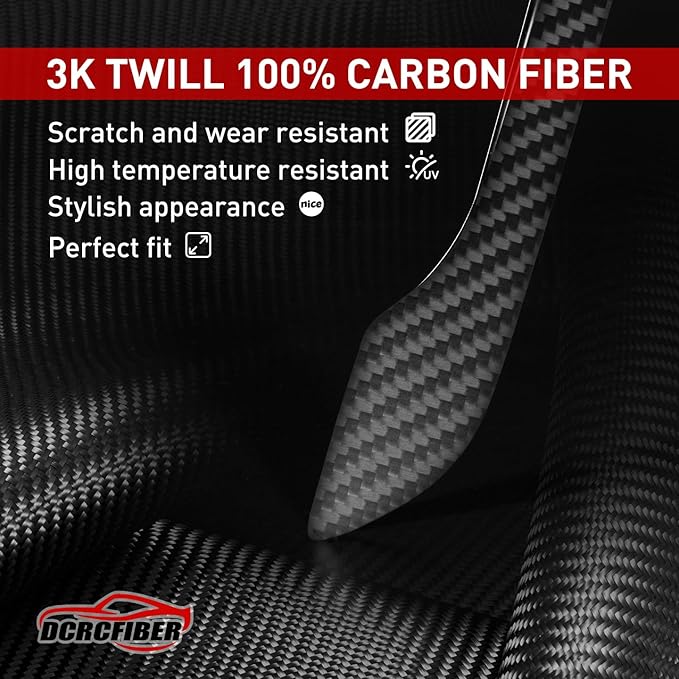 Genuine Carbon Fibre Exterior Door Handle Protector, Suitable for All Tesla Model 3/Model Y (Black)