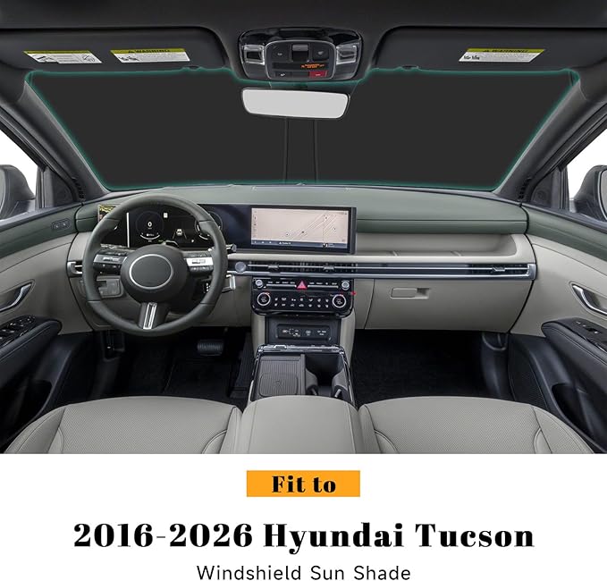 Car Windshield Sun Shade for Hyundai 2016-2025 2026 Tucson Accessories (OEM Design) Reflective Foldable Heat Insulation Sunshade for Ultimate Protection