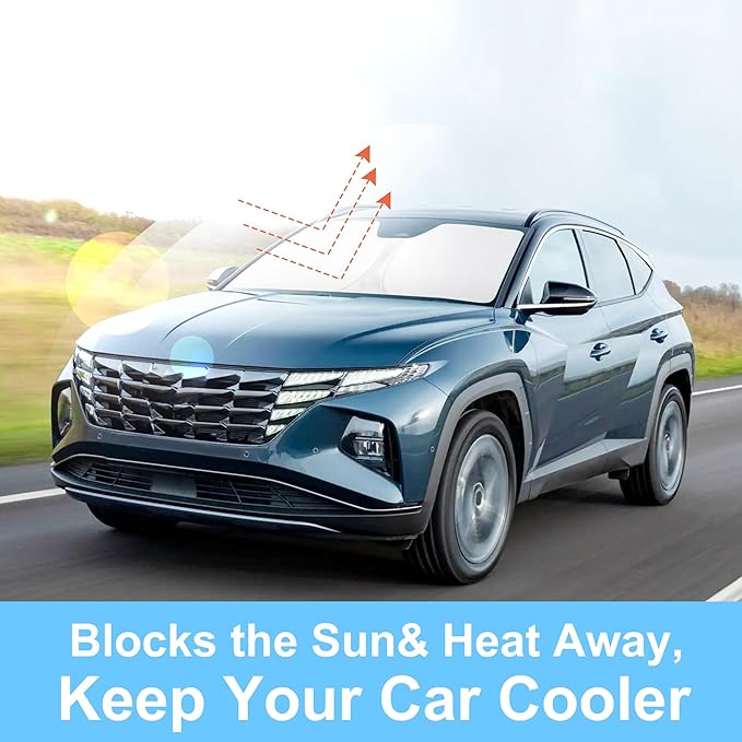 YYCKE Windshield Sun Shade Accessories Compatible with 2016-2021 Tucson(Not for 2022 Tucson) for Hyundai Foldable Sunshade Sun Visor Blocks UV