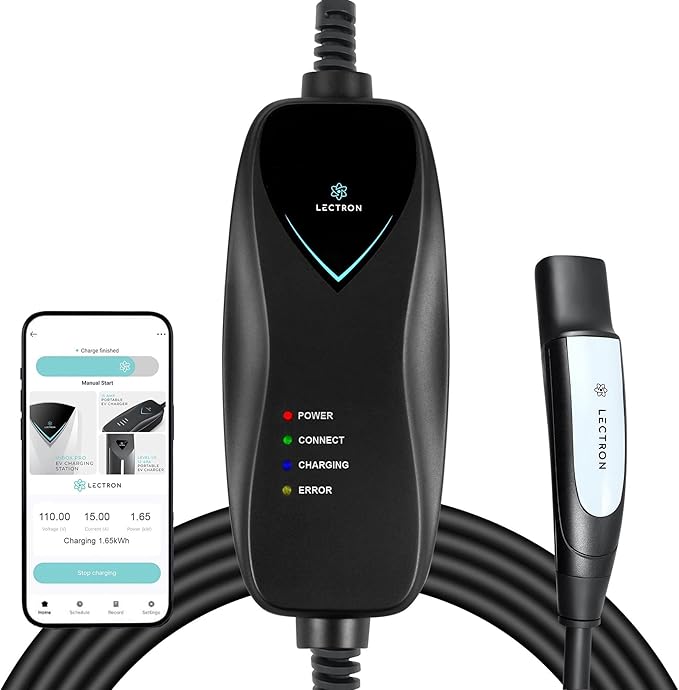Lectron Level 1 Tesla Charger (WiFi Version) - 120V, 15 Amp, NEMA 5-15 Plug, 16 ft Cord - Portable Electric Car Charger for Tesla - Compatible with All Tesla Models S/3/X/Y/Cybertruck & NACS Evs