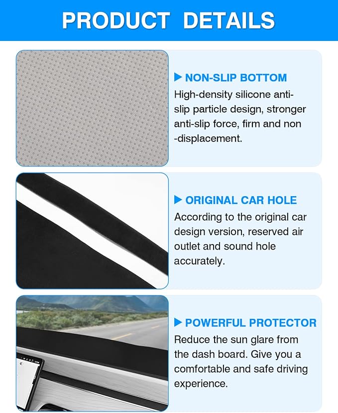 Autorder Dashboard Cover Mat for Rivian R1T 2022-2025 2026 Accessories Dash Cover Flannel Dash Mat Sunshade Glare UV Rays Protector