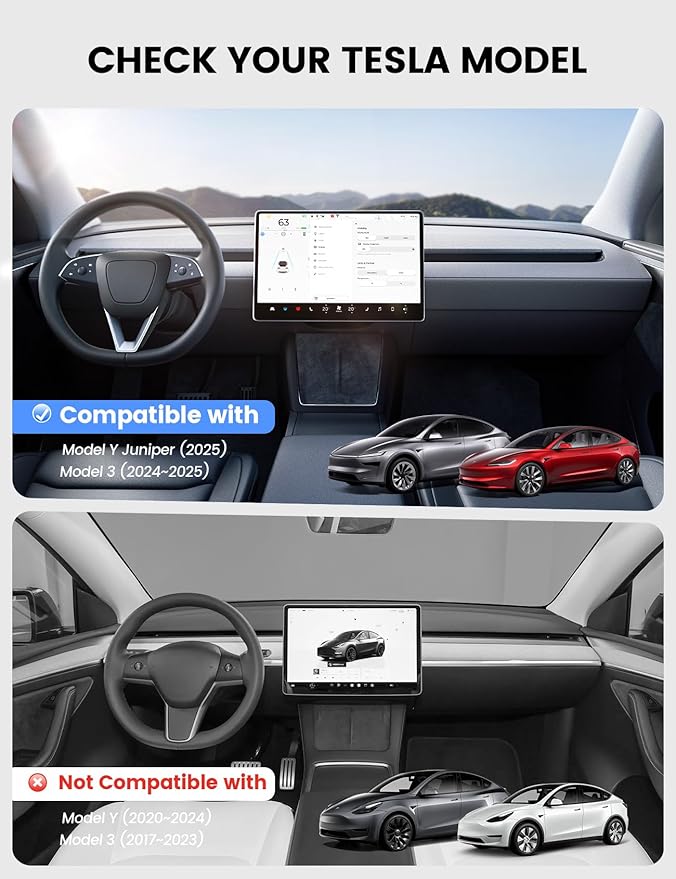 Lamicall 15.4'' Tesla Model Y Juniper 2025 & Model 3 (2024-2026) Screen Protector - [Anti Scratch & Fingerprint] 2 Pack Front & Backseat, Glossy Tempered Glass Screen Protector for Tesla Model Y Juniper / Model 3