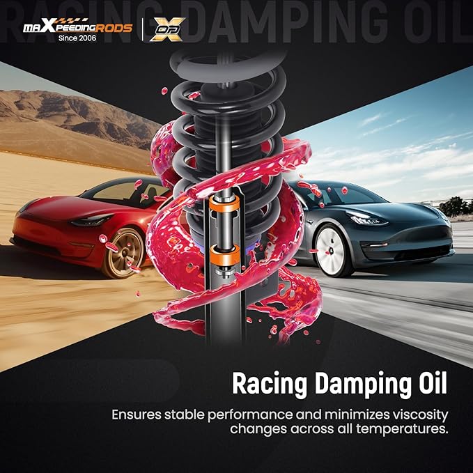 maXpeedingrods Coilover for Tesla model Y 2020+ AWD, Preset Damping Shock Absorber Struts Coilovers Suspension Kit, Black