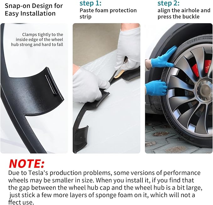 21" Gunpowder Rim Protector for Tesla Model Y 2020-2024 Uberturbine Wheels, Set of 4 ABS Trim Rings, Snap-on Installation & Curb Rash Prevention