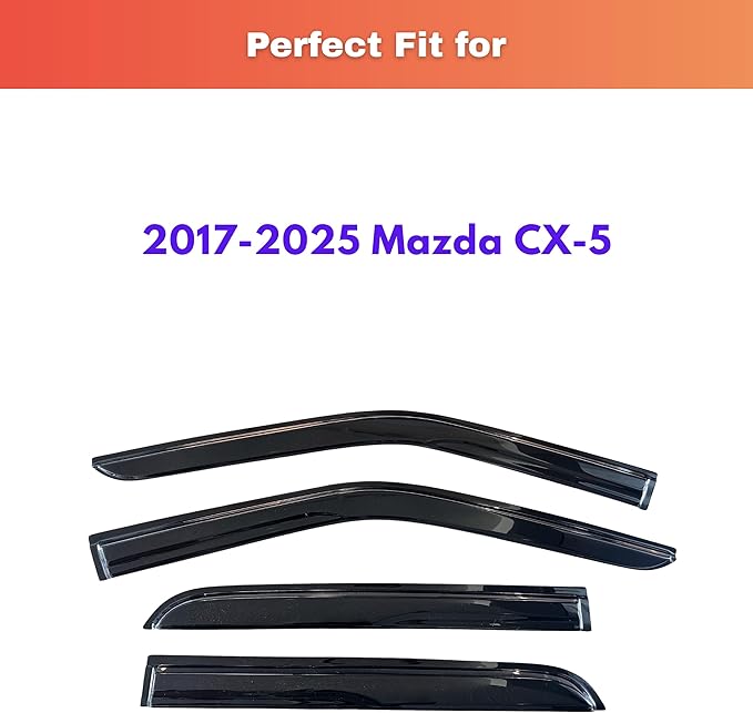 KPY Rain Guards Fit for 2017-2025 Mazda CX-5, Out-Channel Window Visors Vent Wind Deflectors 4PC, Car Accessories for 17-25 Mazda CX5