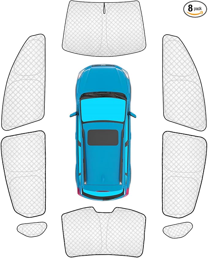 KMF 8pcs Thicken Full Sun Shades for Subaru Crosstrek 2018-2023 Accessories, Car Window Covers Sunshade for Windshield Side Rear, UV Block and Blackout Privacy for Camping Outdoor