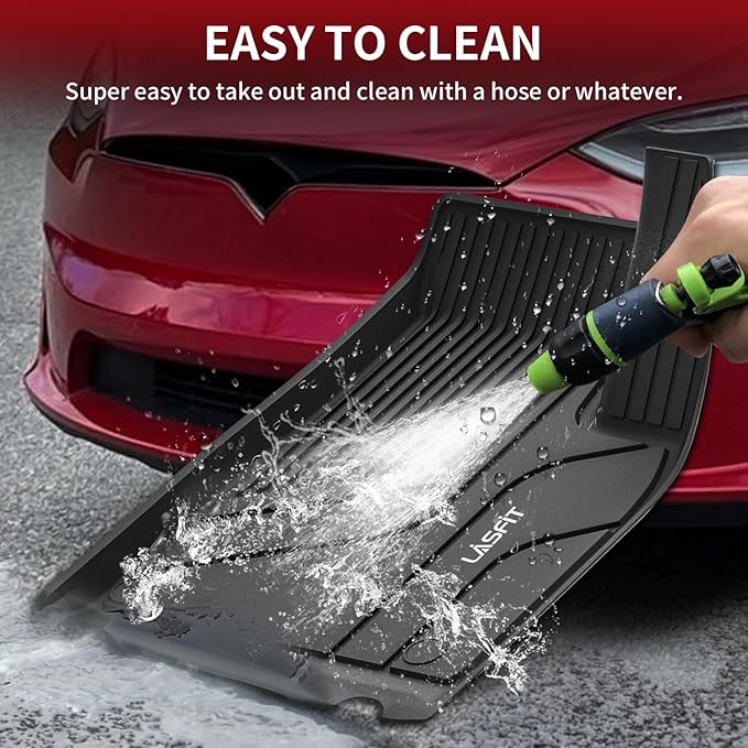 LASFIT Trunk Mats Fit for Tesla Model X & Model X Plaid 6 Seater / 7 Seater 2025 2024 2023 2022 2021, Custom Fit TPE All Weather Waterproof Cargo Liners, Black