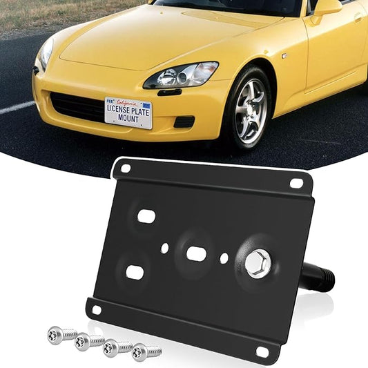 License Plate Holder Front Bracket No Drill Tow Hook Mount Anti-Theft License Plate Frame Compatible with Honda S2000 AP1 AP2, Honda FIT