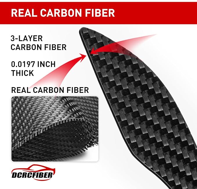 Genuine Carbon Fibre Exterior Door Handle Protector, Suitable for All Tesla Model 3/Model Y (Black)