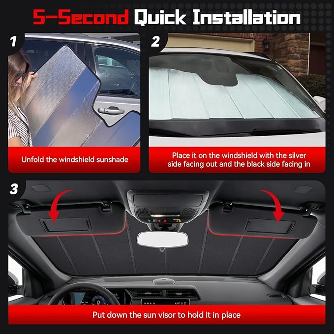 Windshield Sun Shade Custom Fit for Suzuki Equator 2009-2012, Accordion Folding Thick Window Sunshade Block Heat 99% UV Rays Sun Visor Keep Cooler Car Accessories