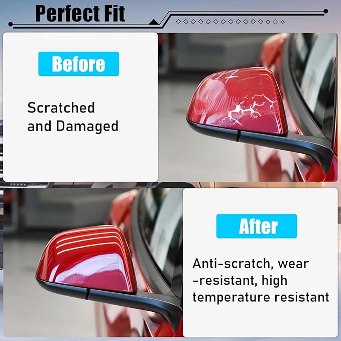 Jaronx Compatible with Tesla Model 3 Side Mirror Cover Replacement 2017 2018 2019 2020 2021 2022 2023 2024 2025, Passenger Side Rear View Mirror Covers Caps for Model 3 Accessories(Red)