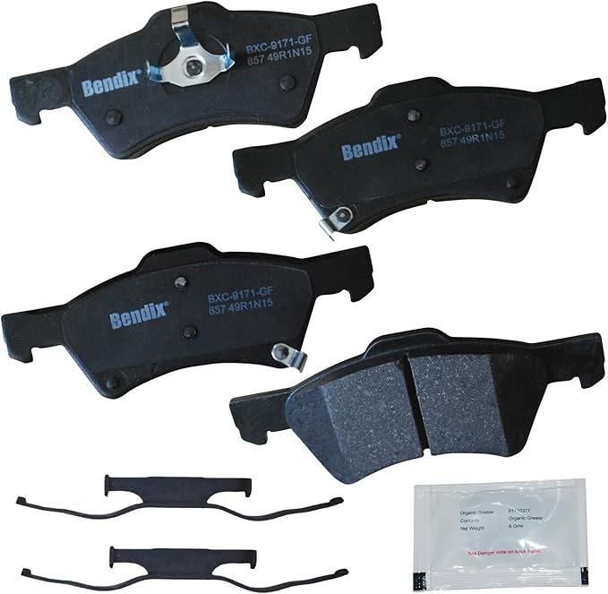 Bendix Priority1 CFC857 Ceramic Front Brake Pads for Chrysler Town & Country 2007-2001, Voyager 2003, Voyager 2008-2005, Dodge Caravan 2007-2001, Grand Caravan 2007-2001