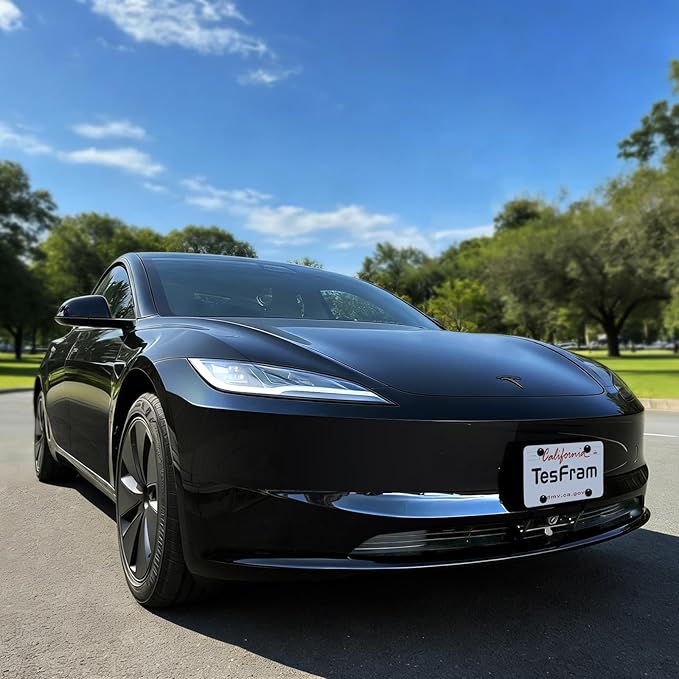 2026 Tesla Model 3 Front License Plate Holder - No Block Camera Visibility, Bumper Paint-Safe & Lockable & No Drill License Plate Mounting Kit with Anti-Theft Features