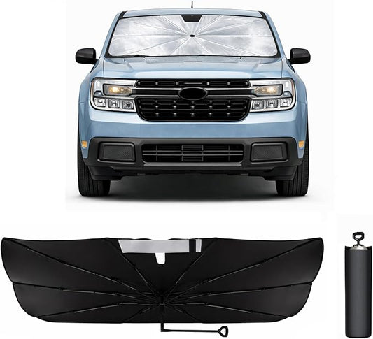 2026 Upgraded Car Windshield Sun Shade Umbrella - Custom-Fit for Ford Maverick 2022-2026 Umbrella Sunshade,Easy Install,UV Protection & Heat Reflective,Keep Interior Cooler with Storage Bag
