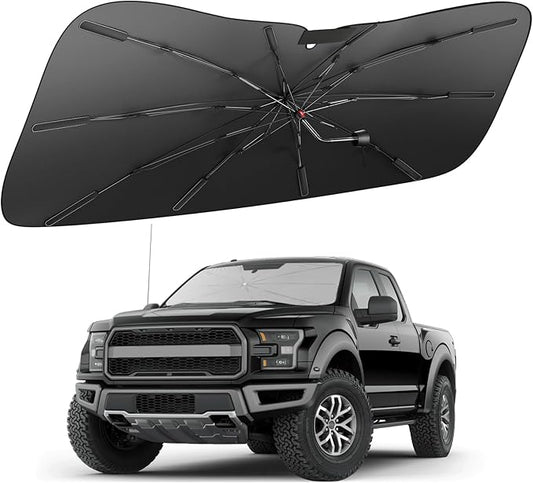 Zanch 2026 Upgraded Windshield Sun Shade Umbrella: Custom Fit for Ford F150 F250 F350 2015-2025 Front Window Sunshade, Block UV Rays & Keep Car Cool, 1:1 Scan for F150/250/350, No Gaps & No Scratches.