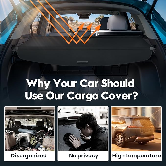 Powerty Cargo Cover for 2024 2025 Honda Prologue/Chevy Blazer EV Accessories Trunk Cover Retractable Trunk Shielding Shade Cargo Luggage Cover Black