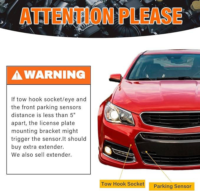 License Plate Holder Front License Plate Bracket No Drill Tow Hook Mount Anti-Theft License Plate Frame Compatible with Chevy Bolt 2016-2022, Volt 2016-2020