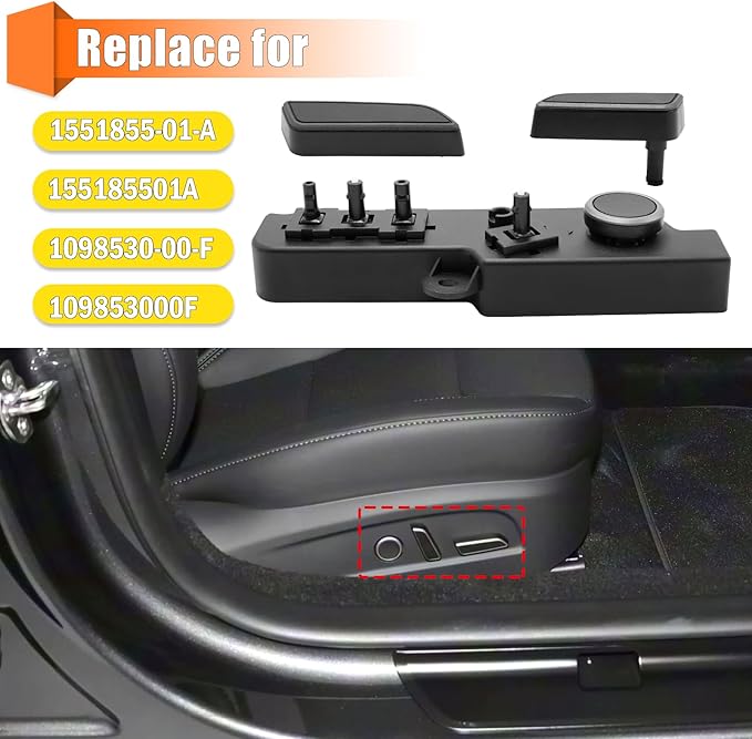 Compatible with Tesla Power Seat Control Switch with Button Cover Model 3 Model Y 2021-2024, Front Right Passenger Side Seat Controller Backrest Cushion Adjuster Switch for Tesla Accessories