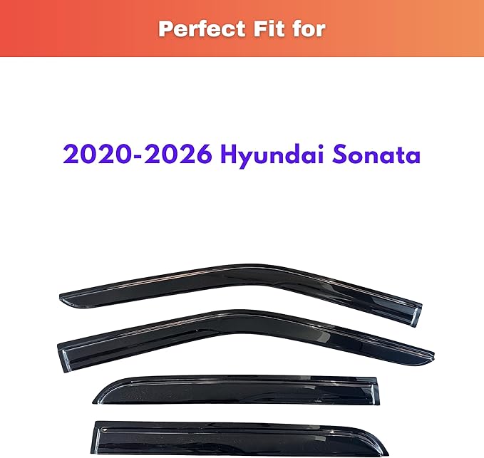 KPY Rain Guards Fit for 2020-2026 Hyundai Sonata, Out-Channel Window Visors Vent Wind Deflectors 4PC, Car Accessories for 20-26 Sonata