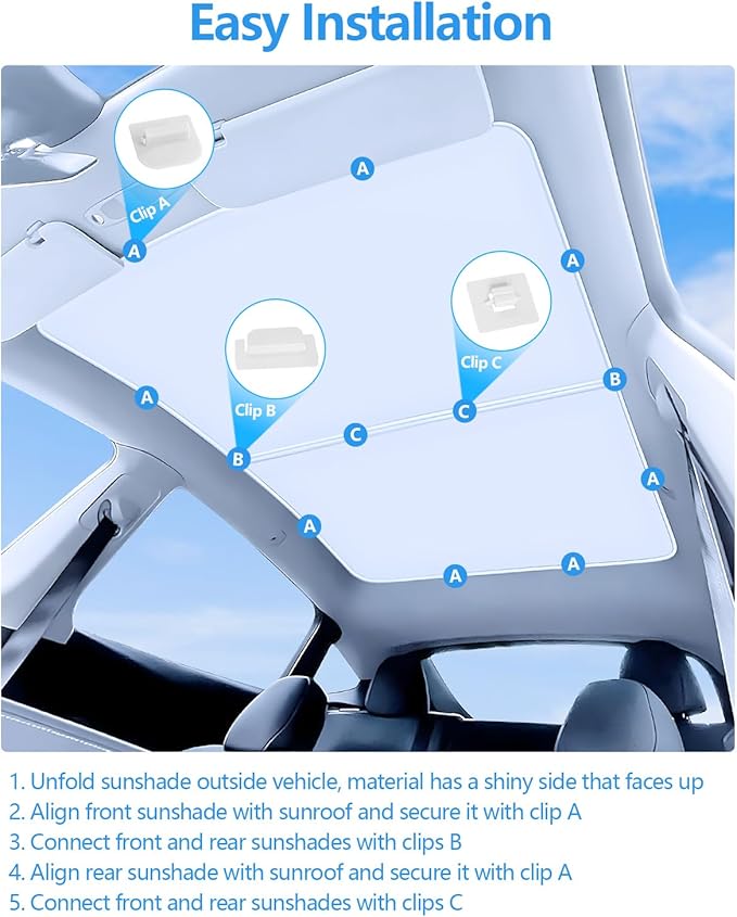 2026 Tesla Sunshade Roof Model Y Juniper 2025 Roof Sunshade No-Gap & Sag-Free Glass Model Y Accessories Nano Ice-Crystal Coatings Heat Insulation Glass Sun Shade Gray