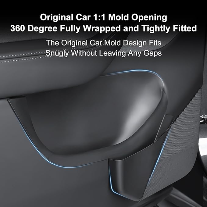 2025 2026 Tesla Model Y Juniper Door Organizer Trays - Upgraded TPE Door Side Storage Box with 2 Extra Storage Bags Set of 4 Black