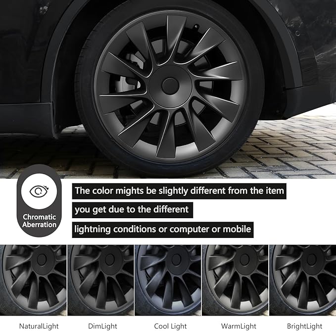 Wheel Rim Protect for Tesla Model Y 20" (2020-2024), Easy-Install Hubcaps Wheel Cover, Scratch-Resistant Car Tire Trim Rings, Stylish Design for Induction Wheels, Gunpowder 4Pcs Model Y Accessories
