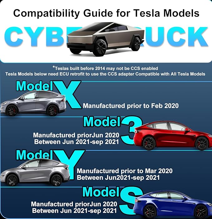 Aurisyn 2-in-1 CCS1 to Tesla & J1772 to NACS Adapter, 250kW 500V Fast Charging for Tesla Model 3/Y/X/S/Cybertruck, Compatible with ChargePoint/EVgo/Electrify America, CCS & J1772 Charging Stations