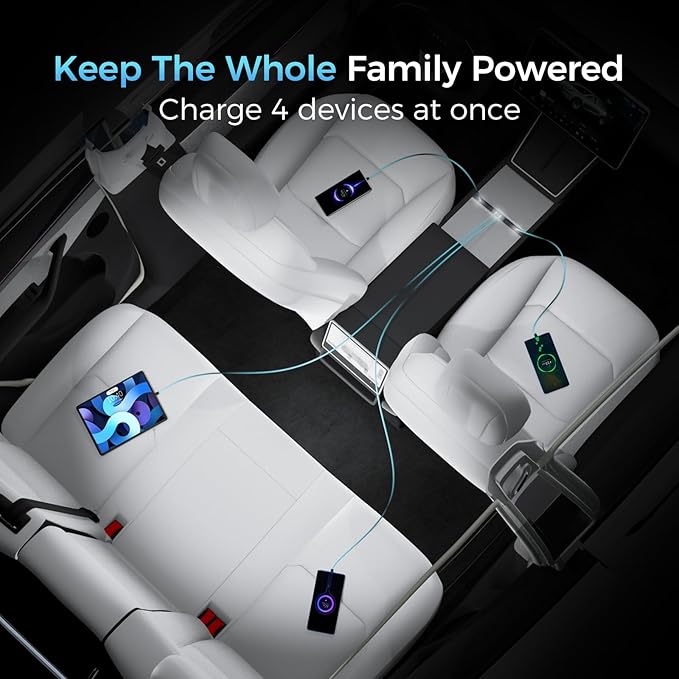 USB Hub for Tesla Model Y Juniper Accessories 2026 & Model 3 Highland 2025 Accessories, Hidden Console Phone Charger Hub Compatible with Apple Watch, Center Interior (2-Type C+Watch Charging)