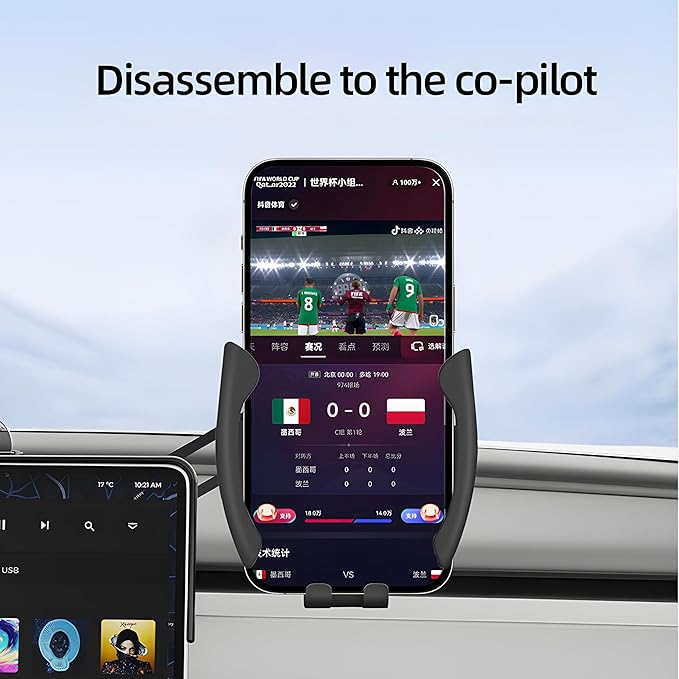 Premium Tesla Phone Mount & Holder for Model Y Juniper (2025-2026+，15.4inch) & Model 3 Highland (2024+),Snap-On Screen Clip with Scratch-Free Felt Base, Solid Alloy Arm