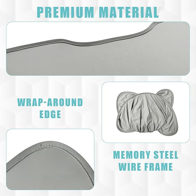 BestEvMod Foldable Roof Sunshade Compatible with Mustang Mach-E 2021-2026 Accessories Upgraded Heat Reflective Tech Accessories,Sunroof Reflective Cover Blocks Glare Blocks UV Ray (Gray)