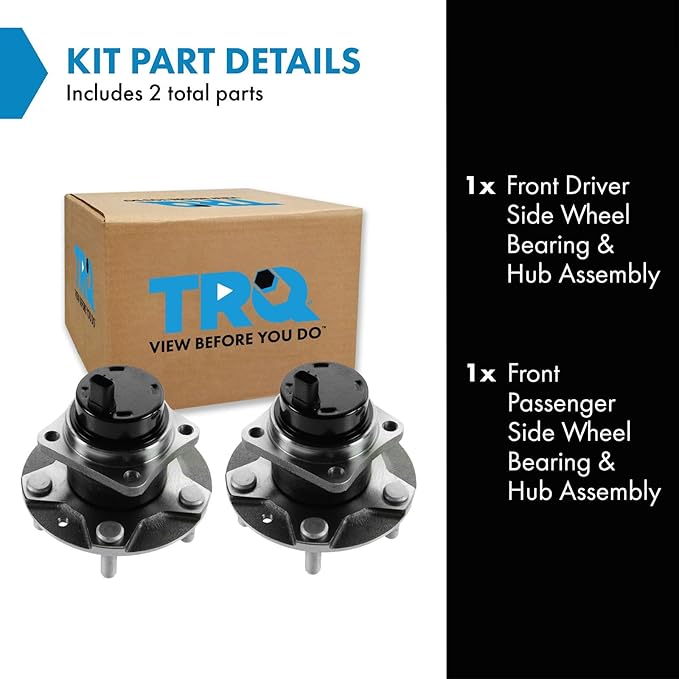 TRQ Front Left and Right Wheel Bearing and Hub Assembly Set 2 Piece Compatible with 2004-2008 Mazda RX-8 2009-2011 RX-8 Without Dynamic Stability Control DSC