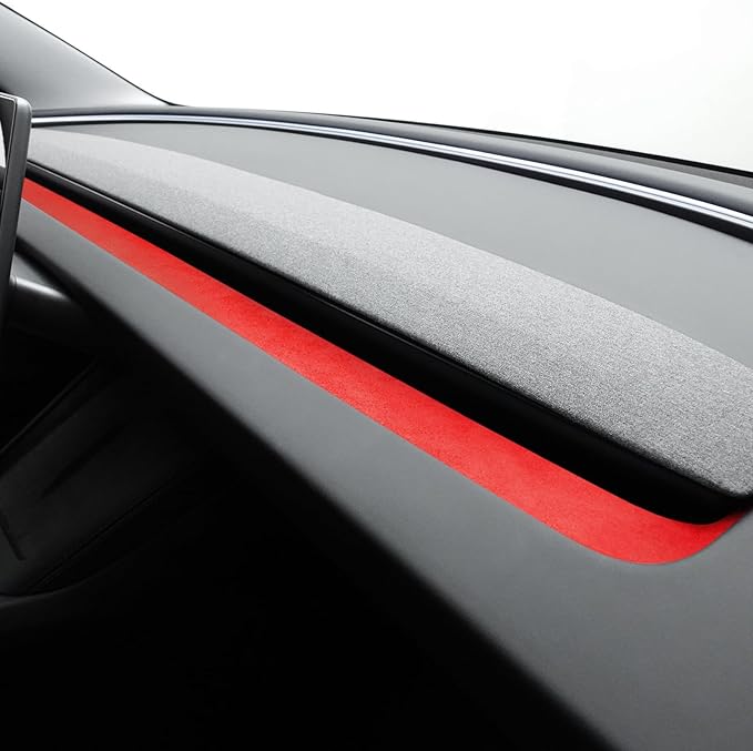 Betterhumz Car Dashboard Panel Trim for Tesla Model 3 M3 Highland 2026 2024 2025 Center Console Front Air Condition Vent Cover Sticker Moulding Tuning Accessories (for Alcantara Red)