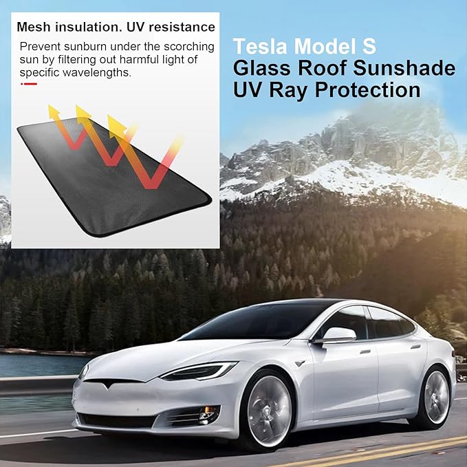 2021 2020 2019 2018 2017 2016 Tesla Model S Glass Roof Sunshade UV Ray Protection, Foldable Sunroof Sunshade Top Window Sun Shades for Tesla Model S