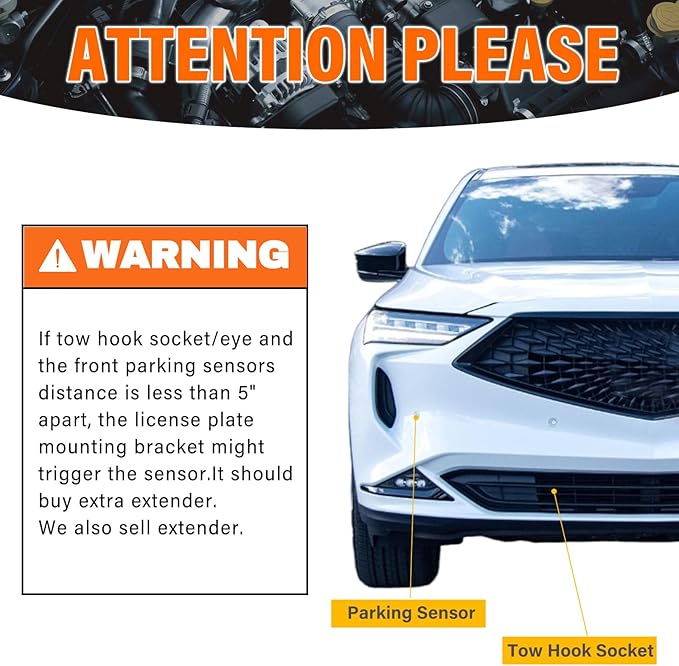 License Plate Holder Front Bracket No Drill Tow Hook Mount Anti-Theft License Plate Frame Compatible with 2009-2014 Gen4 Acura TL
