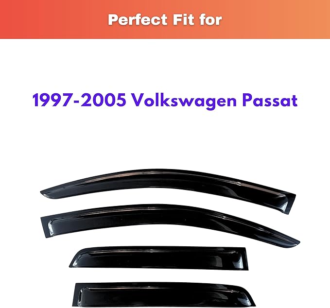 KPY Rain Guards Fit for 1997-2005 Volkswagen Passat, Out-Channel Window Visors Vent Wind Deflectors 4PC, Car Accessories for 97-05 VW Passat