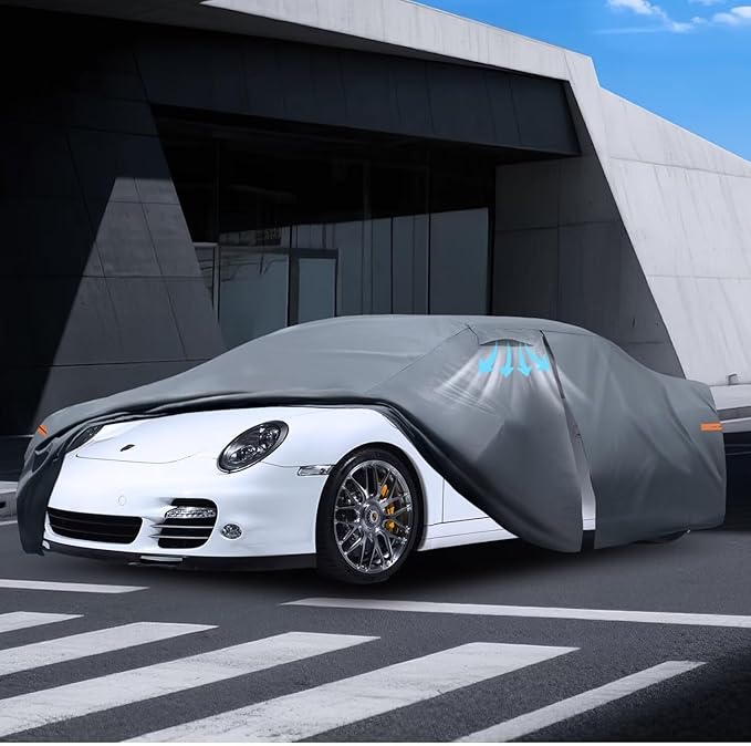Waterproof Porsche 911 991 992 997 996 4S GTS Coupe Convertible Car Cover with Breathable Vents, [2026 Upgrade] Premium Covers with Cotton Liner and Zipper Door, Sun Rain Snow Dust Uv Protection.