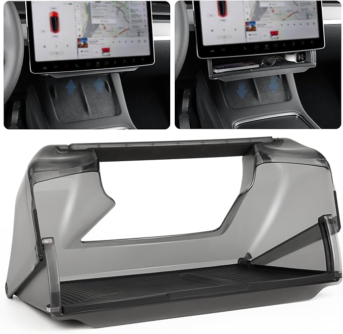 Under Screen Storage Box for Tesla 2020-2025 Model Y 2020-2023 Model 3, Hidden Design & Stable Installation, Hiddenable Privacy Storage with Anti-Slip Silicone Pad for Model Y 3 Accessories