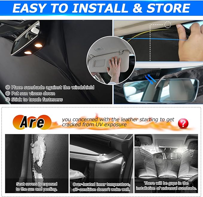 Karltys 3PCS Windshield Sun Shade for Nissan Frontier 2022-2025, Thickened Reflective Front and Side Window Sunshade Custom Fit Frontier, Foldable Sun Visor Protector Blocks Heat UV Rays