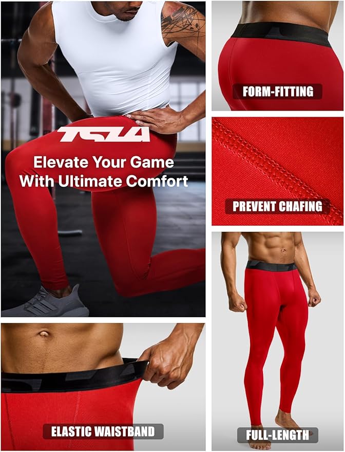 TSLA Men's Compression Pants - Cool Dry Athletic Sports Workout Running Tights Leggings Baselayer