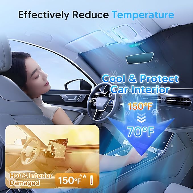 KUST Windshield Sun Shade for 2013-2016 2017 2018 Nissan Altima Sedan Custom Fit Sunshade Accessories Foldable Sun Visor Protector Block UV Rays